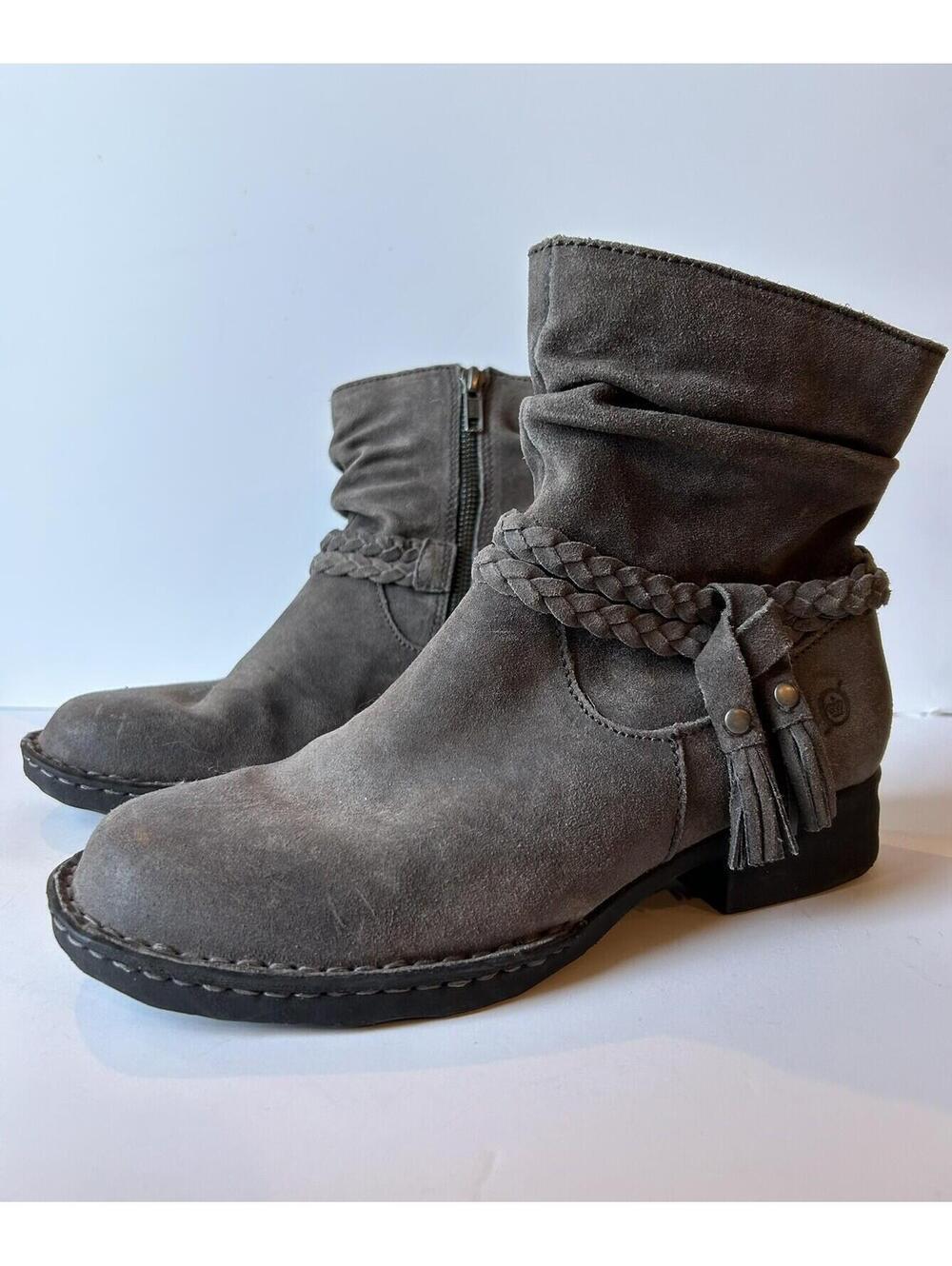 Born Women's Suede Leather Ankle Boots Size 6 Brown